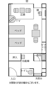 マッサージチェア付・和室ベッドルーム（バス付き）平面図